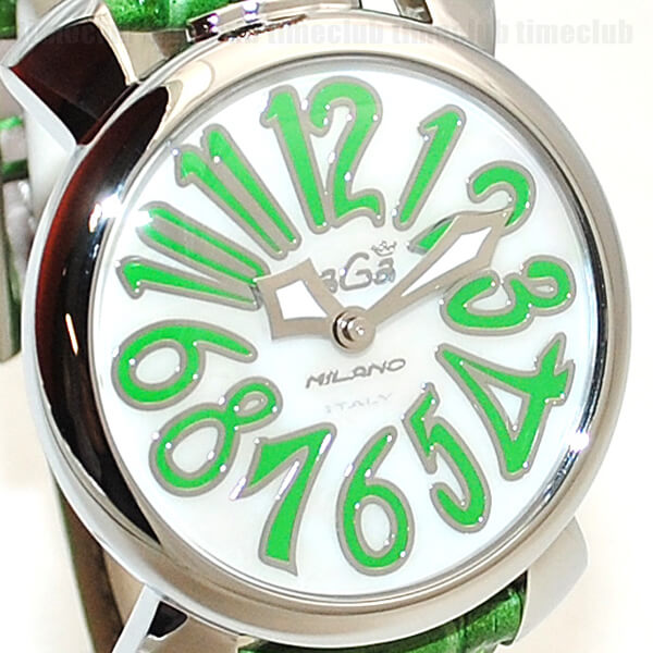 GaGa MILANO （ガガミラノ） 時計 腕時計 MANUALE マニュアーレ マヌアーレ 40mm グリーン レザー/ホワイトシェル/シルバー 5020.12
